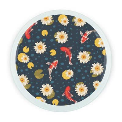Purely Home Koi Fish Pond Round Worktop ProtectorTextured Glass Chopping Board from B&Q