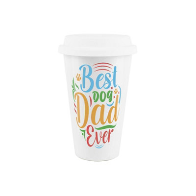 Purely Home Best Dog Dad Ever Porcelain Travel Mug - Multi - Image 3