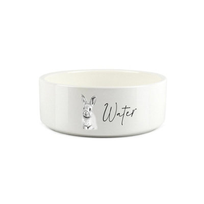 Purely Home Rabbit Portrait Small Ceramic Water Bowl - White Drinks Dish For Rabbits - Water / 570G - Image 3
