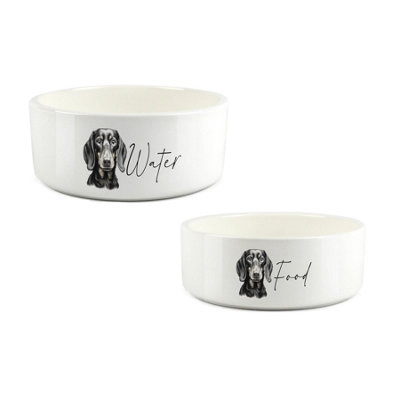 Purely Home Sketched Dachshund Food & Water Bowl Set from B&Q