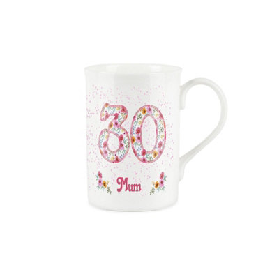 B&Q -  Mum Pink Floral Ages Mug30Th Birthday Gifts For HerBone China Coffee/tea Mug