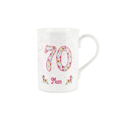 B&Q -  Mum Pink Floral Ages Mug70Th Birthday Gifts For HerBone China Coffee/tea Mug
