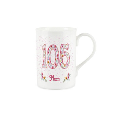 B&Q -  Mum Pink Floral Ages Mug105Th Birthday Gifts For HerBone China Coffee/tea Mug