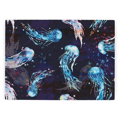 Purely Home Jellyfish Worktop Protector - Large Textured Glass Chopping Board - Blue - Image 3