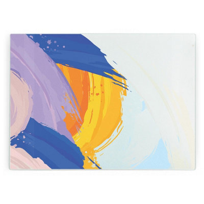 Abstract Paint Large Glass Worktop Protector - Smooth Kitchen Cutting Board Gift - Image 3