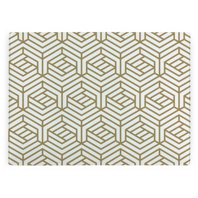 B&Q -  Gold Geometric Large Glass Worktop ProtectorSmooth Kitchen Cutting Board