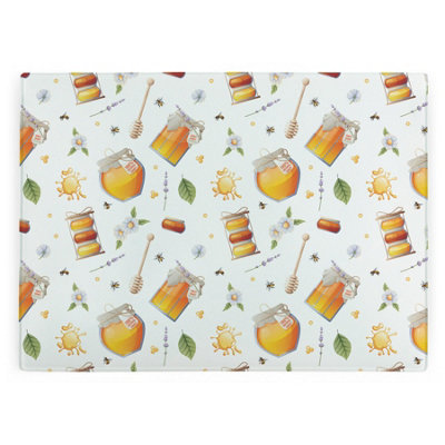 B&Q -  Honey Pots Glass Worktop SaverBees Large Kitchen Chopping Board