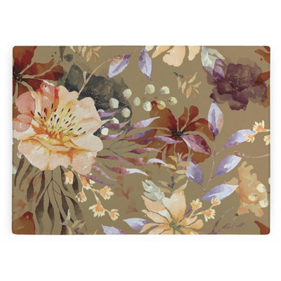 B&Q -  Rustic Flowers Glass Worktop SaverLarge Kitchen Cutting/chopping Board Gift
