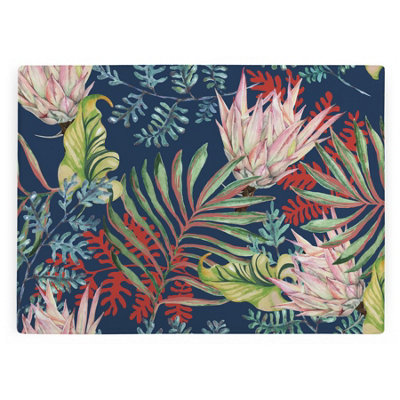 Purely Home Tropical Flowers Glass Worktop SaverLarge Kitchen Cutting/chopping Board from B&Q