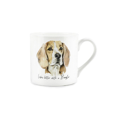Purely Home Beagle MugLifes Better With A Beagle Bone China White MugTea/coffee Gift For Dog Lovers from B&Q
