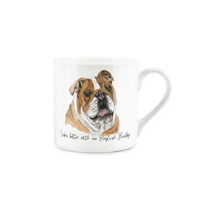 Purely Home English Bulldog MugLifes Better With A Bulldog Bone China White MugTea/coffee Gift For Dog Lovers from B&Q