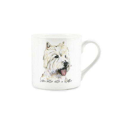 Purely Home Westie MugLifes Better With A Westie Bone China White MugTea/coffee Gift For Dog Lovers from B&Q