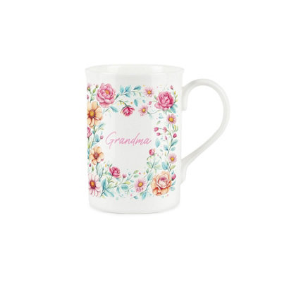 Purely Home Floral Grandma MugPink Flowers Mothers Day PresentBone China Coffee/tea MugGifts For Grandmas from B&Q