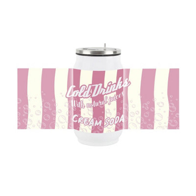 Purely Home Retro Cream Soda Can Drinking Flask With Straw - Pink - Image 3