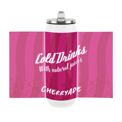 Purely Home Retro Cherryade Soda Can Large Drinking Flask With Straw - Travel Mug Gift, Multi - Image 4