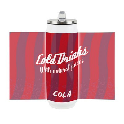 B&Q -  Retro Cola Soda Can Large Drinking Flask With Straw