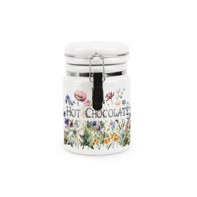 Purely Home Wildflowers Hot Chocolate Ceramic CanisterFloral Meadow Ceramic Kitchen Storage Container With Clip Lid 400Ml from B&Q