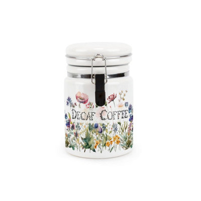 Purely Home Wildflowers Decaf Coffee Ceramic CanisterFloral Meadow Ceramic Kitchen Storage Container With Clip Lid 400Ml from B&Q