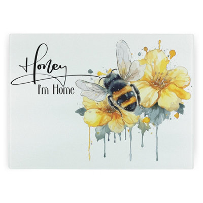 B&Q -  Honey I'm Home Worktop ProtectorLarge Textured Glass Chopping Board