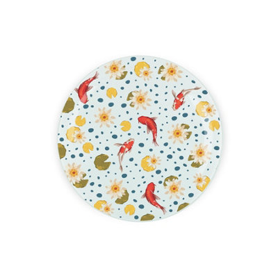 Koi Fish Round Pot Stand - Pond Fish & Lilies Kitchen Trivet/Cutting Board Gift - Image 3
