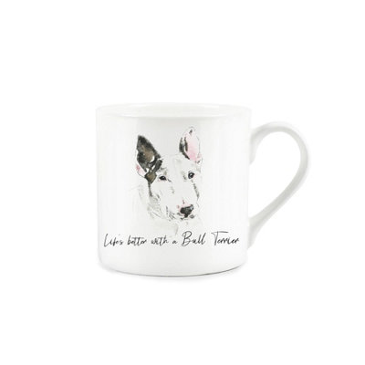 Purely Home Bull Terrier MugLifes Better With A Bull Terrier Bone China White MugTea/coffee Gift For Dog Lovers from B&Q
