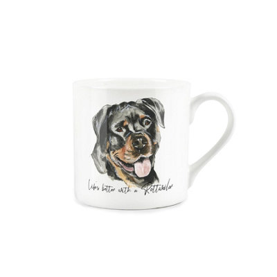 Purely Home Rottweiler MugLifes Better With A Rottweiler Bone China White MugTea/coffee Gift For Dog Lovers from B&Q