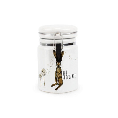 Purely Home Hare & Dandelions Small Ceramic Hot Chocolate Storage Canister - Brown - Image 3