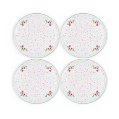 Purely Home Pink Flowers Coaster SetRound Glass Floral Speckles Set Of 4 Coasters from B&Q