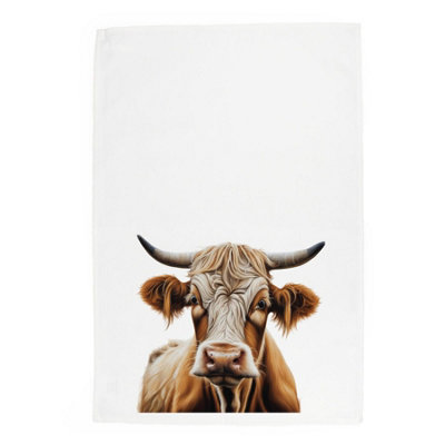 Purely Home Highland Cow Tea TowelPanama Cotton Farm Animals Kitchen Gift from B&Q