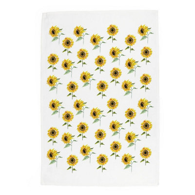 Purely Home Sunflowers Tea TowelPanama Cotton Kitchen Gift  For Flower Lovers from B&Q