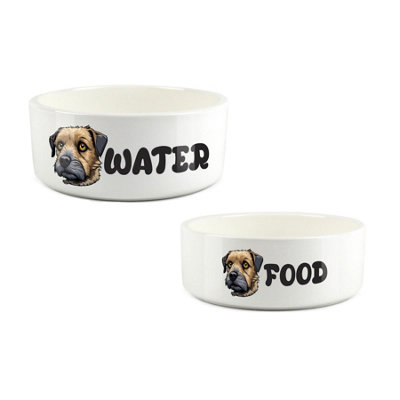 Purely Home Cartoon Border Terrier Food & Water Bowl Set from B&Q