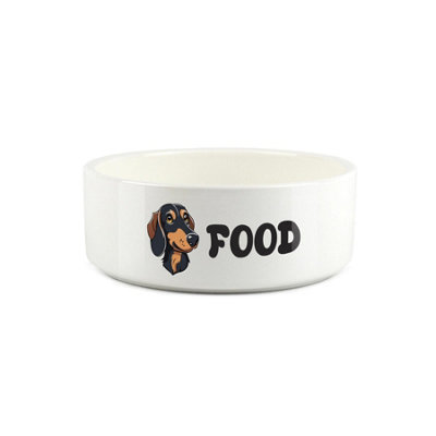 Purely Home Cartoon Drawing Small Ceramic Dog Food Bowl - Dachshund - Image 3