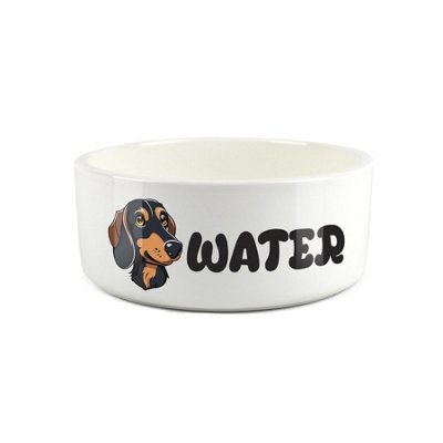 Cartoon Dachshund Water Bowl - Large Ceramic Water Dish Dog Gift - Image 3