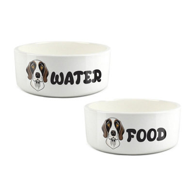 Purely Home Cartoon German Shorthaired Pointer Food & Water Bowl Set from B&Q