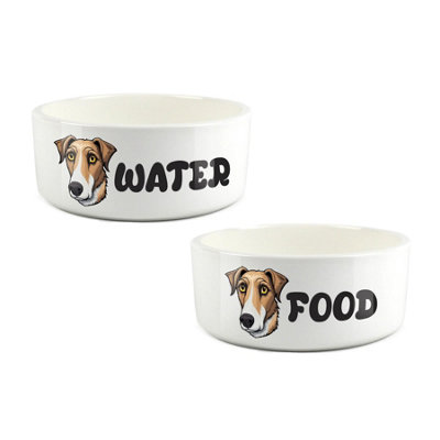 Purely Home Cartoon Lurcher Food & Water Bowl Set from B&Q
