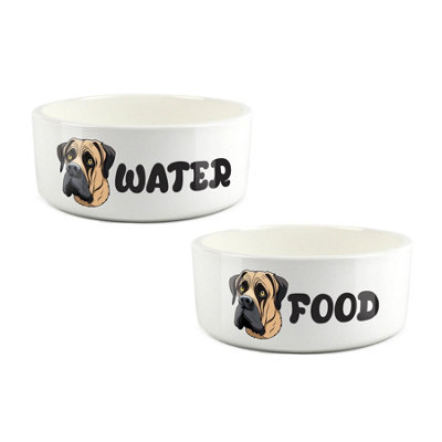 Purely Home Cartoon Mastiff Food & Water Bowl Set from B&Q