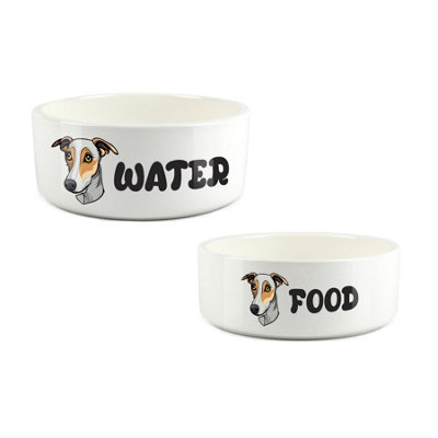 Purely Home Cartoon Whippet Food & Water Bowl Set from B&Q