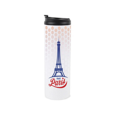 B&Q -  Paris Travel MugRed & Blue Eiffel Tower Polka DotsReusable Stainless Steel Vacuum-Sealed Double-Walled Hot/cold Drinks Flask