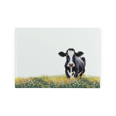 Purely Home Friesian Cow Smooth Glass Worktop SaverSmall Chopping Board from B&Q