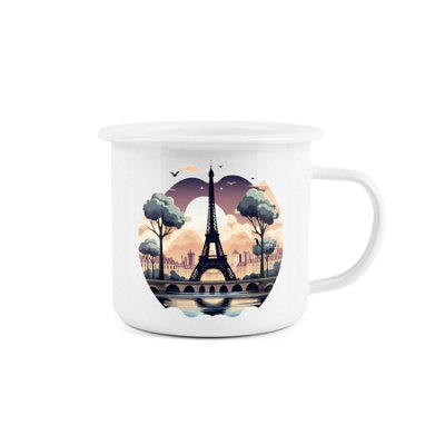 Purely Home Paris At Dawn Enamel MugCamping Gift Durable Hot Drinks White Outdoor Gift CupTravel Picnics Home Hiking from B&Q