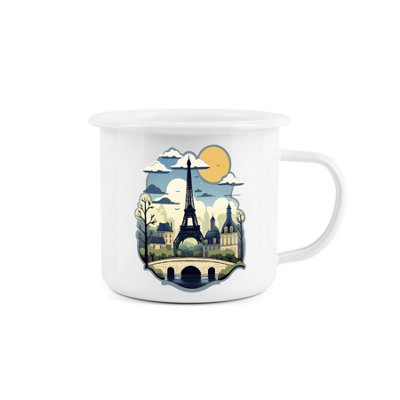 Purely Home Paris At Daytime Enamel MugCamping Gift Durable Hot Drinks White Outdoor Gift CupTravel Picnics Home Hiking from B&Q