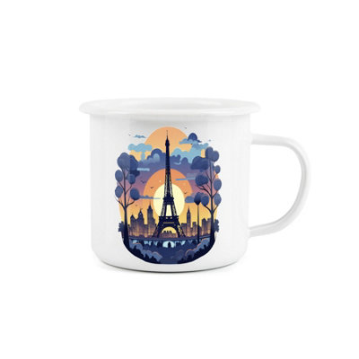 Purely Home Paris At Dusk Enamel MugCamping Gift Durable Hot Drinks White Outdoor Gift CupTravel Picnics Home Hiking from B&Q