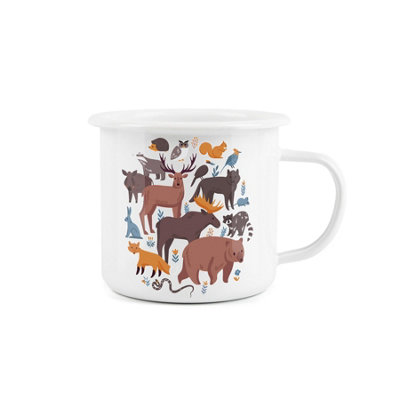 Purely Home Animals Of The Forest Enamel MugCamping Gift Durable Hot Drinks White Outdoor CupTravel Picnics Home Hiking from B&Q