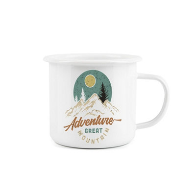 Purely Home Adventure Great Mountain Vintage Style Enamel MugCamping Gift Durable Hot Drinks White Outdoor CupTravel Picnics Home Hiking from B&Q