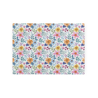 Purely Home Multicoloured Floral Smooth Glass Worktop SaverSmall Chopping Board from B&Q