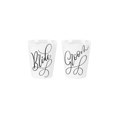 B&Q -  Bride & Groom Gift Ceramic Egg CupsKitchen Wedding Gift Box Set Of 2