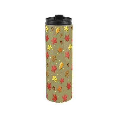 Purely Home Autumn Leaves Travel MugAutumnal Foliage & AcornsReusable Stainless Steel Vacuum-Sealed Double-Walled Hot/cold Drinks Flask from B&Q