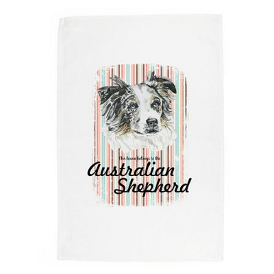 Purely Home Australian Shepherd Tea TowelNovelty Dog Themed Gift Kitchen Linen/dish Cloth from B&Q
