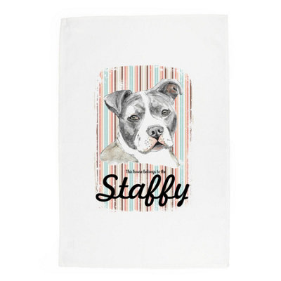 Purely Home Staffy Tea TowelNovelty Dog Themed Gift Kitchen Linen/dish Cloth from B&Q