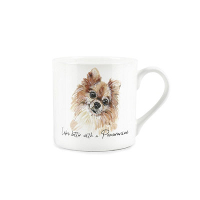 Purely Home Pomeranian MugLifes Better With A Pomeranian Bone China White MugTea/coffee Gift For Dog Lovers from B&Q